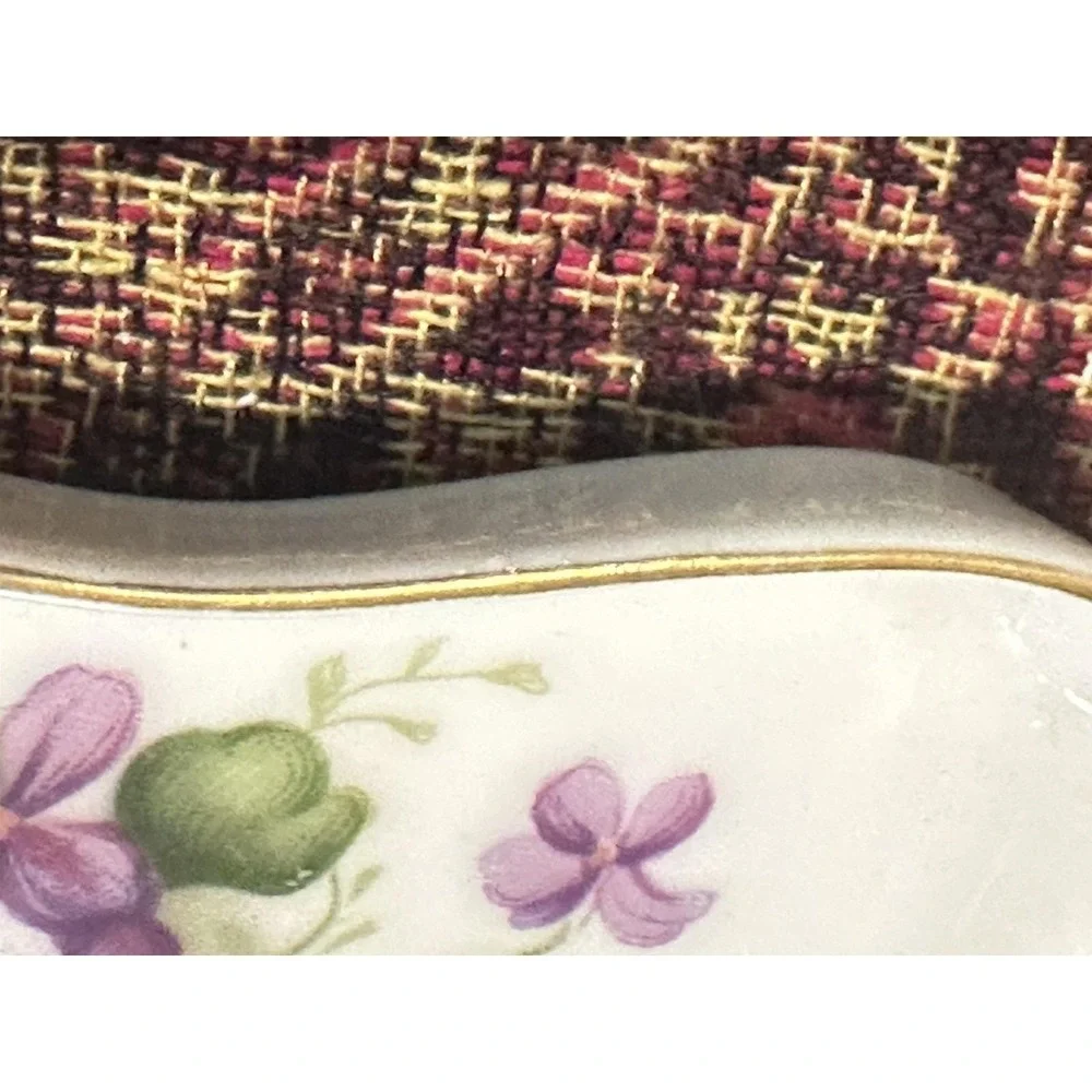 VTG Rossetti Spring Violets trinket dish Gilded Gold Rim Occupied Japan 40s